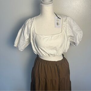 Boho White Linen Crop Top